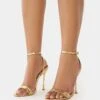 Public Desire Soho Metallic Barely There Strappy Stiletto Heels In Gold For Women -Desirelic Store 208516206 1 gold