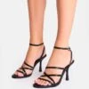 Public Desire Free Spirit Strappy Round Toe Mid Heels In Black For Women