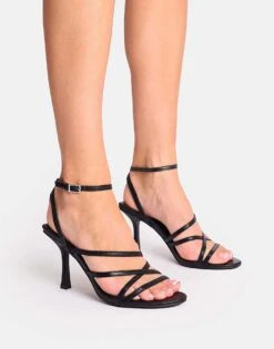 Public Desire Free Spirit Strappy Round Toe Mid Heels In Black For Women -Desirelic Store 208516232 3
