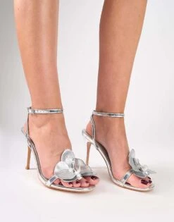 Public Desire Mica Chrome Orchid Barely There Heels In Silver For Women