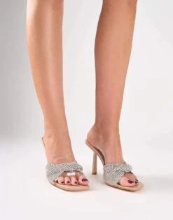 Public Desire Pegasus Embellished Front Barely There Mules In Beige For Women -Desirelic Store 208516396 1 beige 1