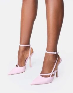 Public Desire Idol Patent Buckle Strappy Detail Stiletto Court High Heels In Pink For Women -Desirelic Store 208516488 1 pink 1
