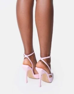 Public Desire Idol Patent Buckle Strappy Detail Stiletto Court High Heels In Pink For Women -Desirelic Store 208516488 3
