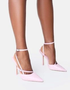 Public Desire Idol Patent Buckle Strappy Detail Stiletto Court High Heels In Pink For Women -Desirelic Store 208516488 4