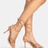 Public Desire Keri Pu Strappy Lace Up Mid Heels In Beige Pu For Women -Desirelic Store 208516658 1 beigepu