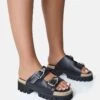 Public Desire Equinox Chunky Jute Detail Buckle Flatform Sandals In Black For Women -Desirelic Store 208516670 1 black