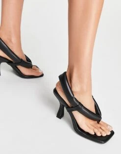 Public Desire Wide Fit Alina Padded Toe Post Sandals In Black For Women -Desirelic Store 22580893 2