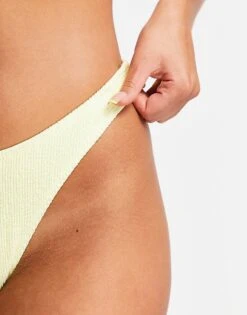 Public Desire Crinkle Knot Detail High Leg Bikini Bottom In Lemon For Women -Desirelic Store 24308970 4